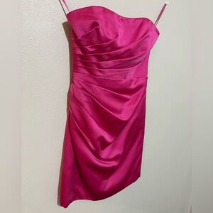 Hot Pink Strapless dress- winter formal, dance, party size 6